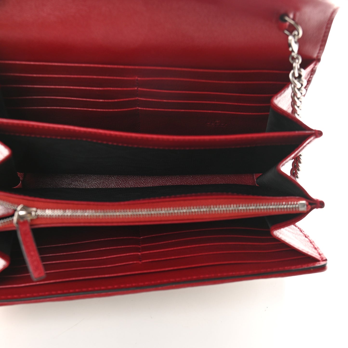 Tweed GG Monogram Mini Dionysus Chain Wallet White Black Romantic Cherry
