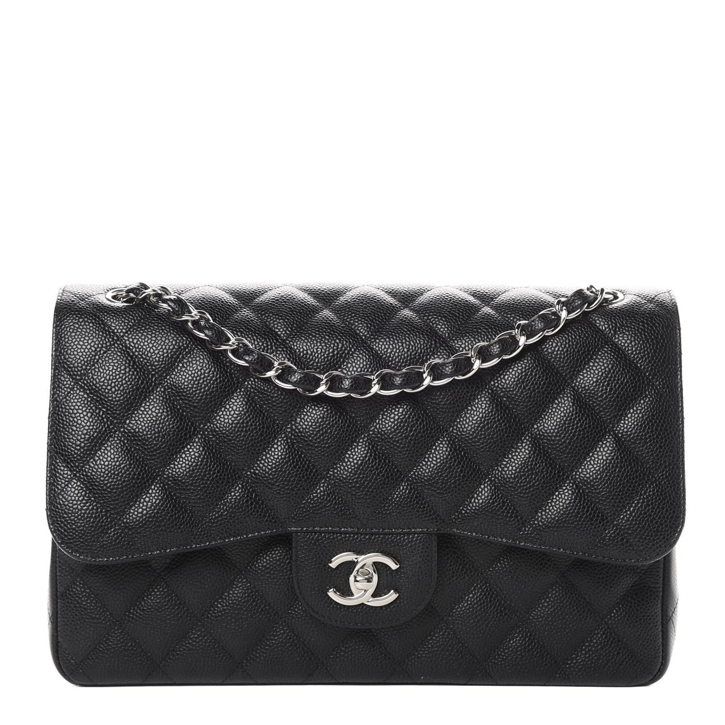 Caviar Quilted Jumbo Double Flap Black