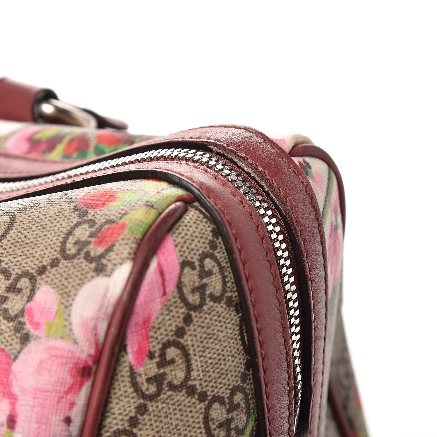 Gucci GG Supreme Monogram Blooms Medium Boston Beige Multicolor Dry Rose 12 of 17