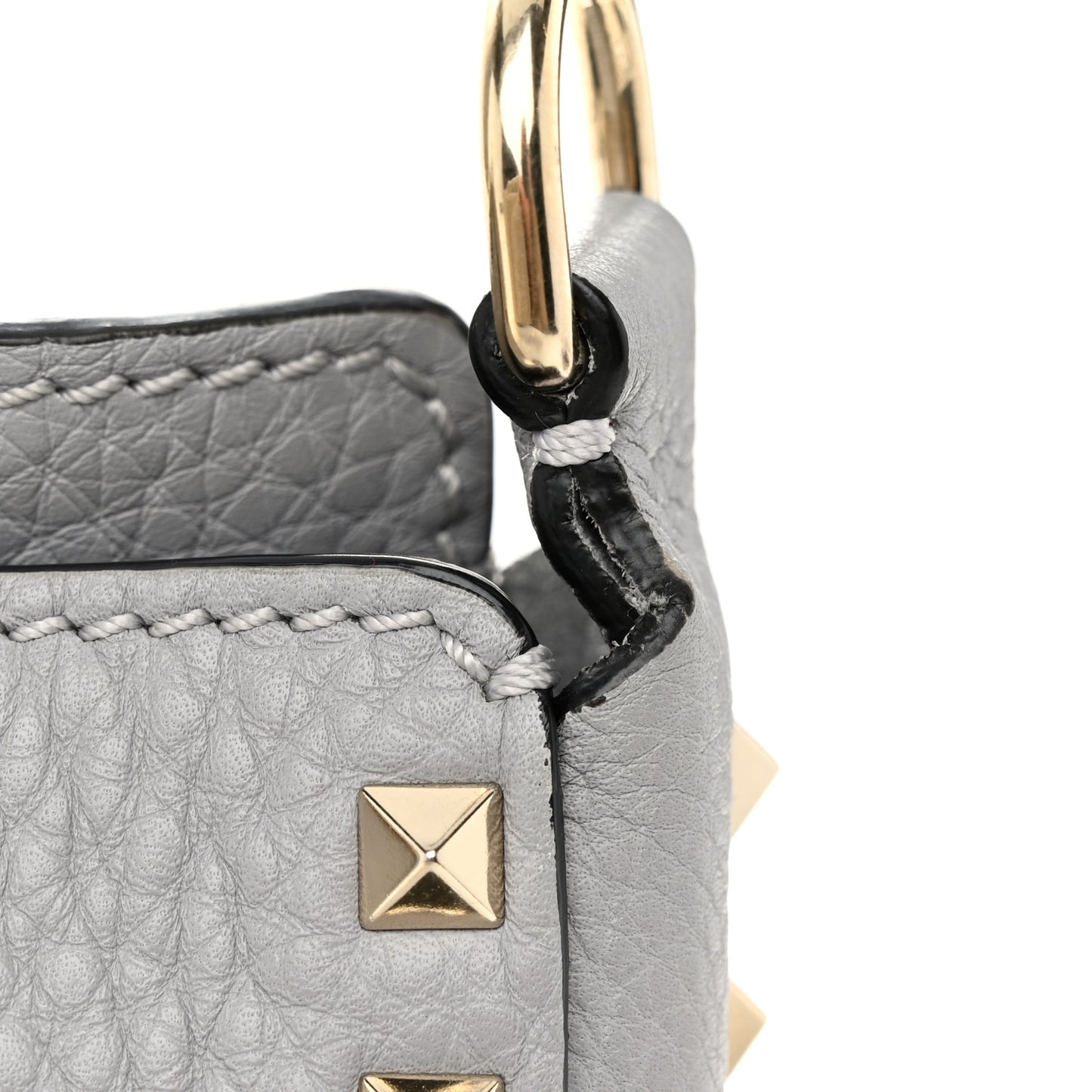 Pebbled Calfskin Mini Rockstud Flip-Lock Messenger Bag Pastel Grey
