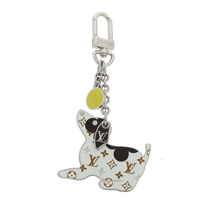 Louis Vuitton Metal Monogram Dog Bag Charm Key Holder Silver 1 of 3