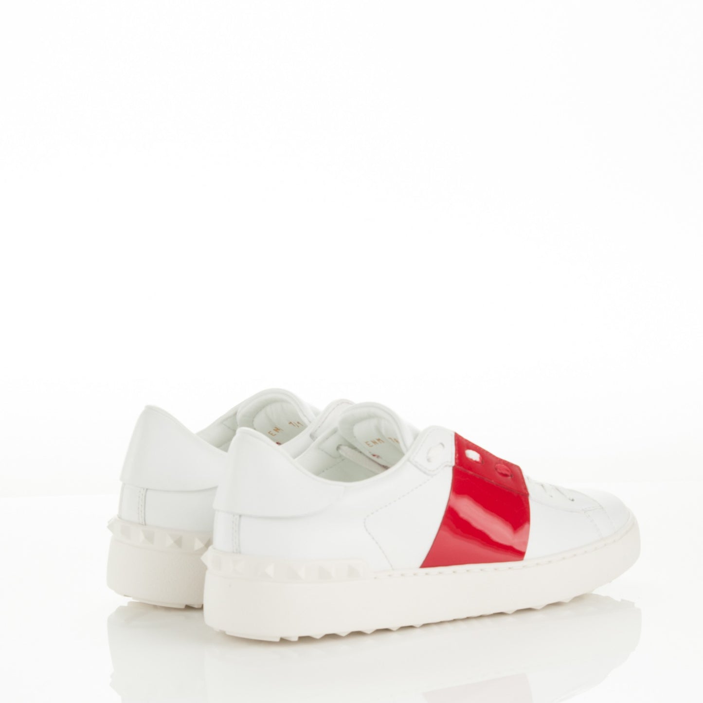 Calfskin Patent Rockstud Open Sneakers 39 White Rosso Valentino