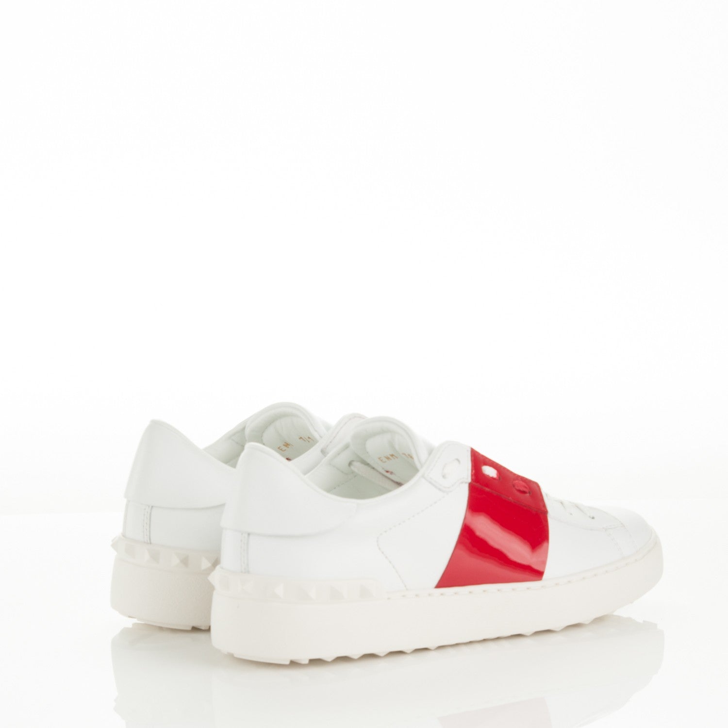 Valentino Garavani Calfskin Patent Rockstud Open Sneakers 39 White Rosso Valentino 4 of 7