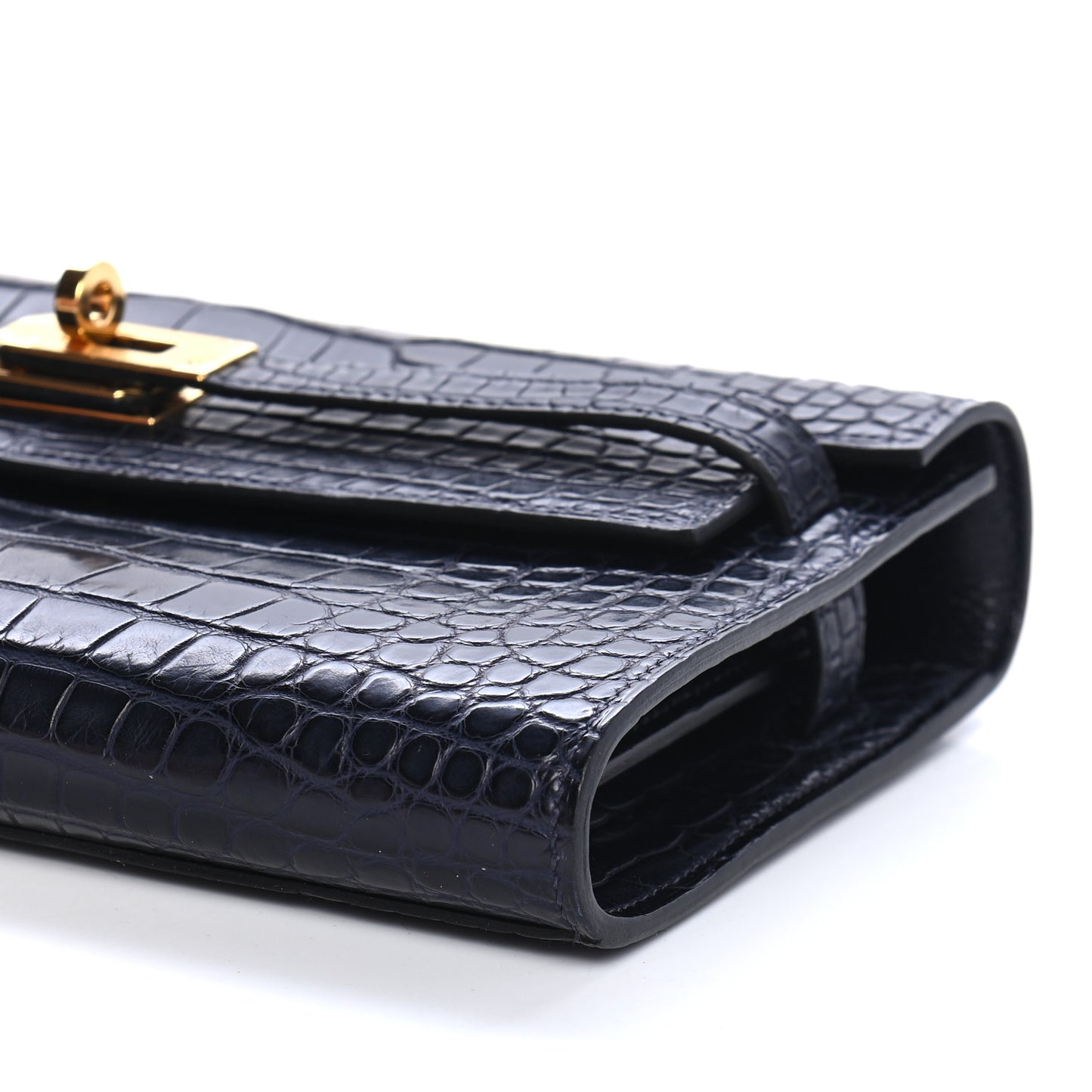 Matte Alligator Kelly Wallet To Go Bleu Indigo