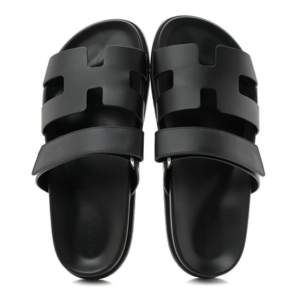 Hermes Calfskin Womens Chypre Sandals 39 Black 2 of 13