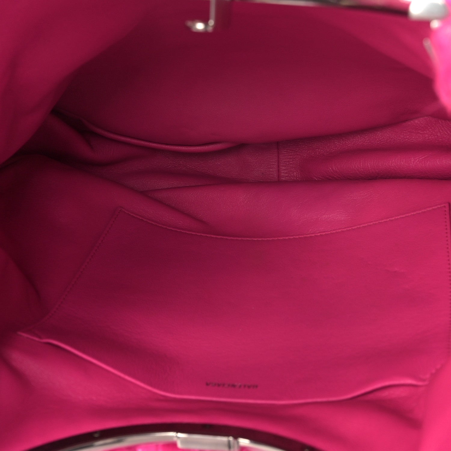 Balenciaga Faux Fur Curve Clutch Acid Fuchsia 5 of 8