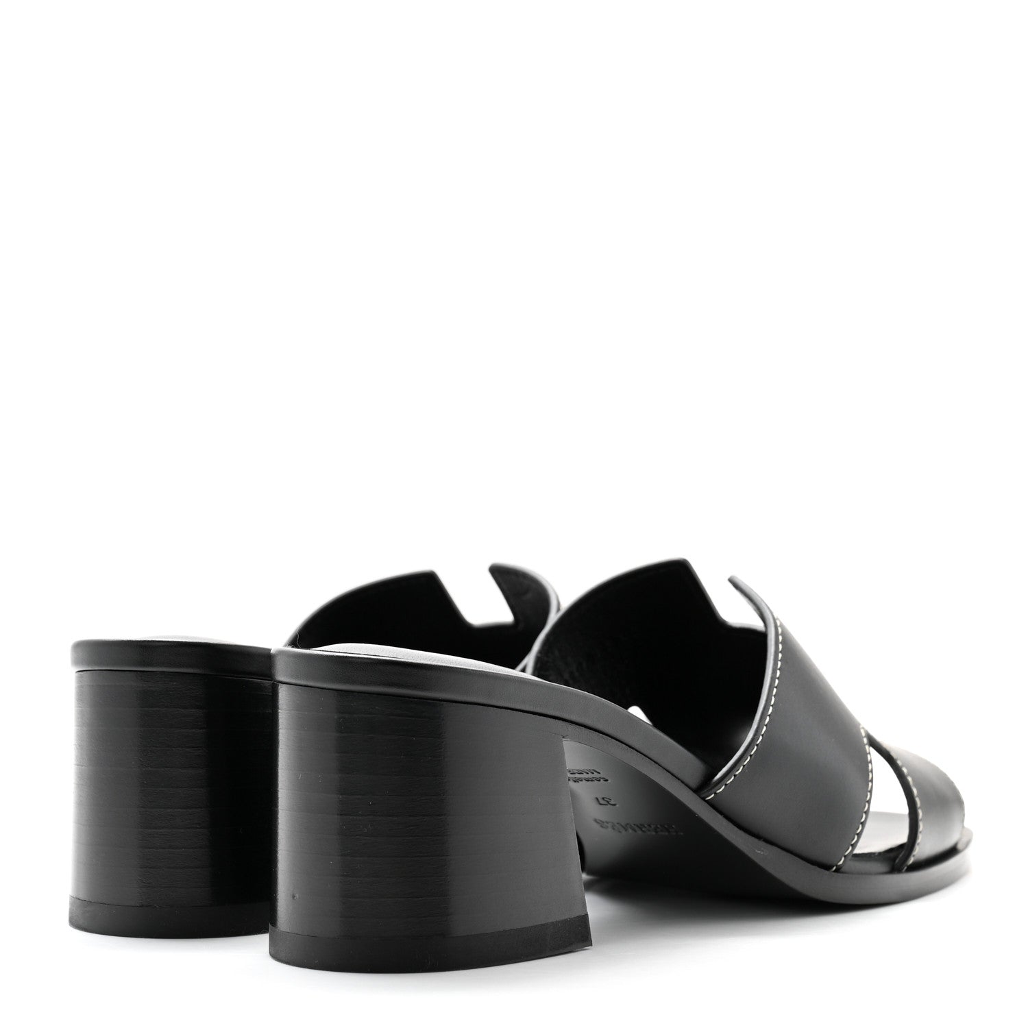Hermes Calfskin Helia Sandals 37 Black 4 of 9
