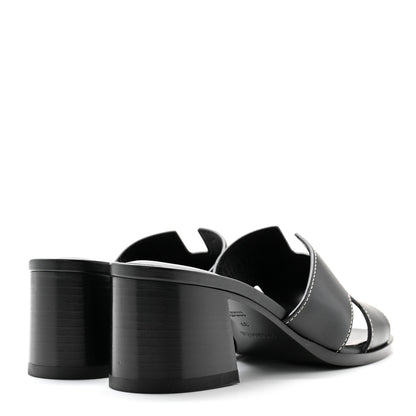 Hermes Calfskin Helia Sandals 37 Black 4 of 9