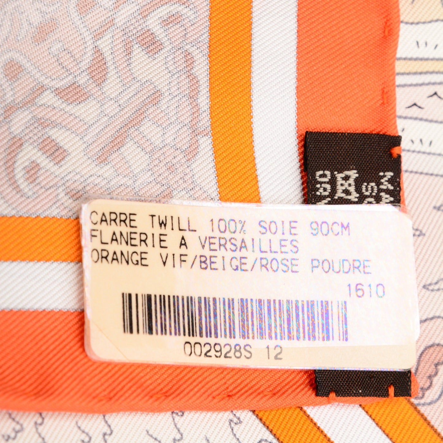 Silk Flanerie A Versailles Scarf 90 Orange Vif Beige Rose Poudre