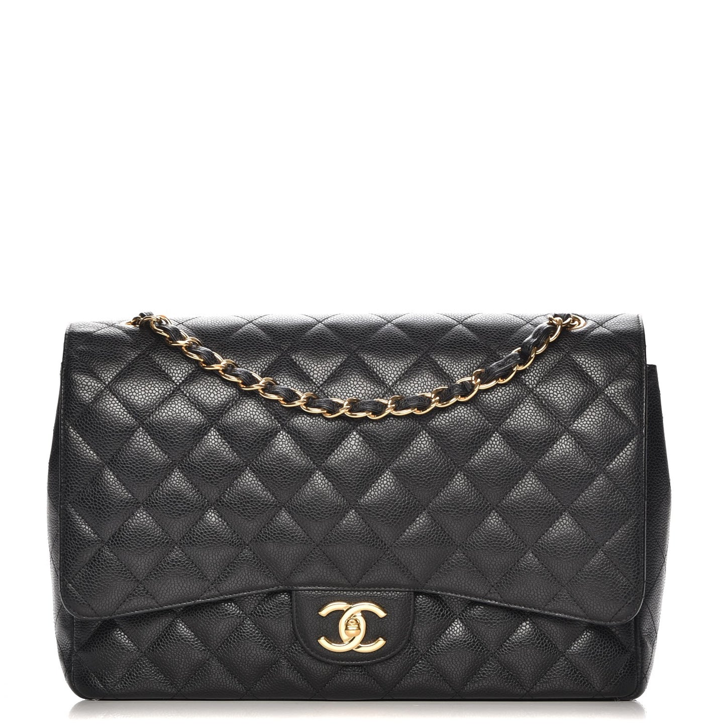 Caviar Quilted Maxi Double Flap Black