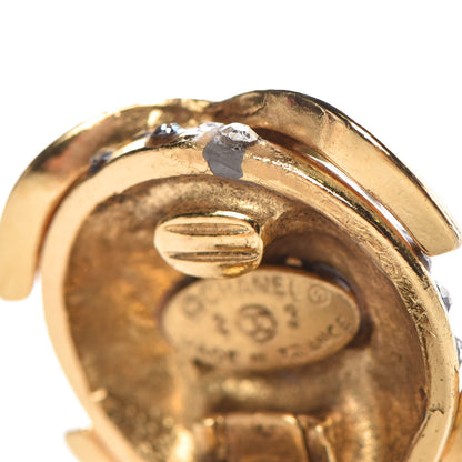 Chanel Crystal CC Clip On Earrings Gold 5 of 7