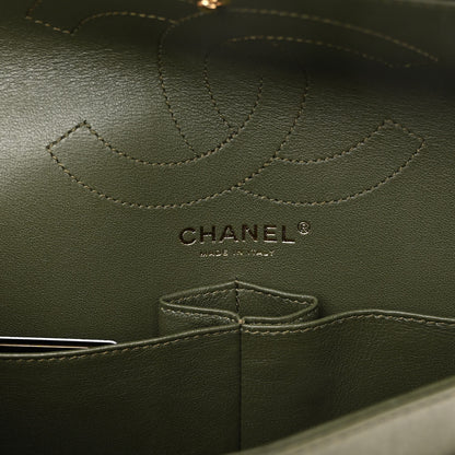 Chanel Metallic Calfskin Chevron Quilted 2.55 Reissue 226 Flap Green 6 of 9