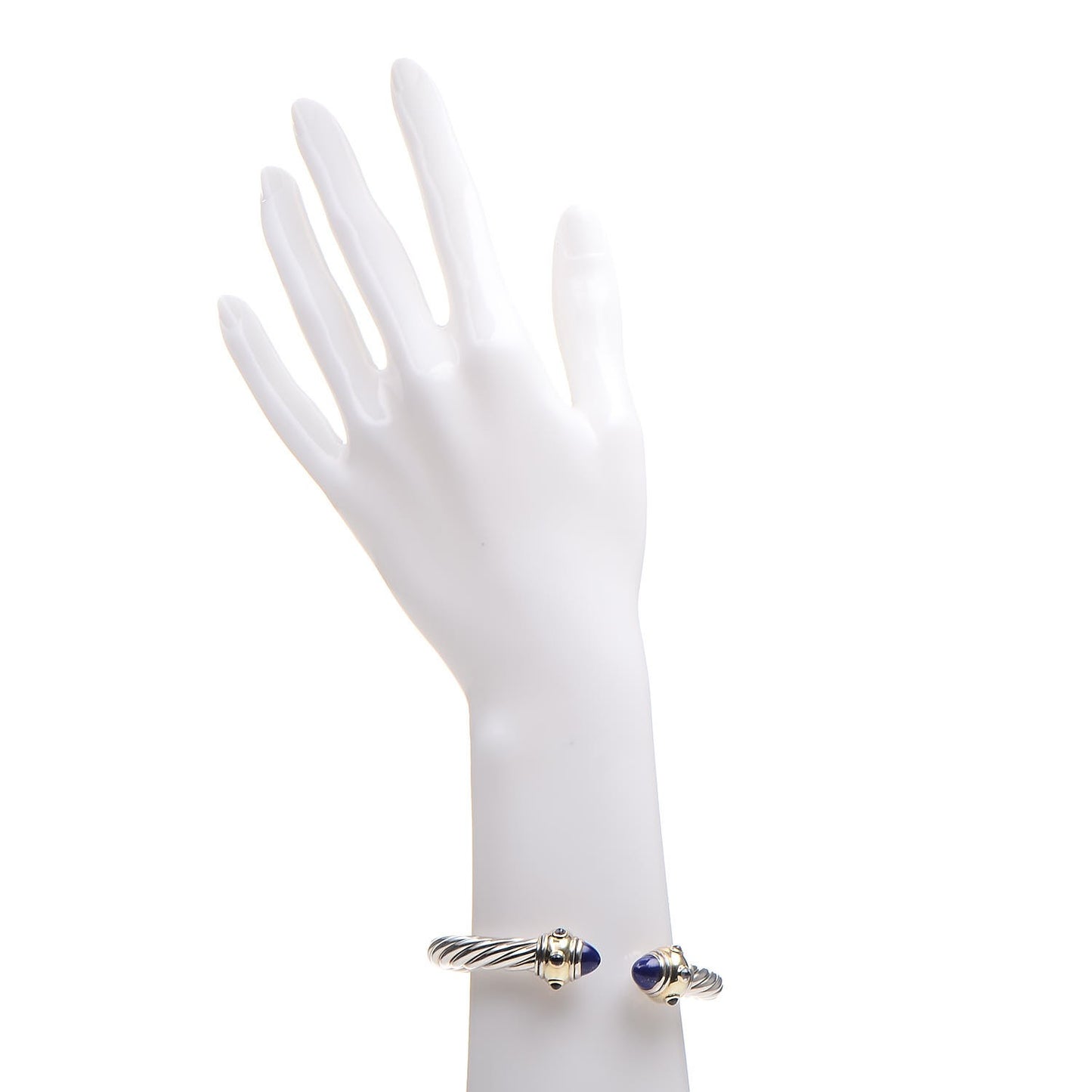 Sterling Silver 14K Yellow Gold Lapis Amethyst 8mm Cable Classics Bracelet