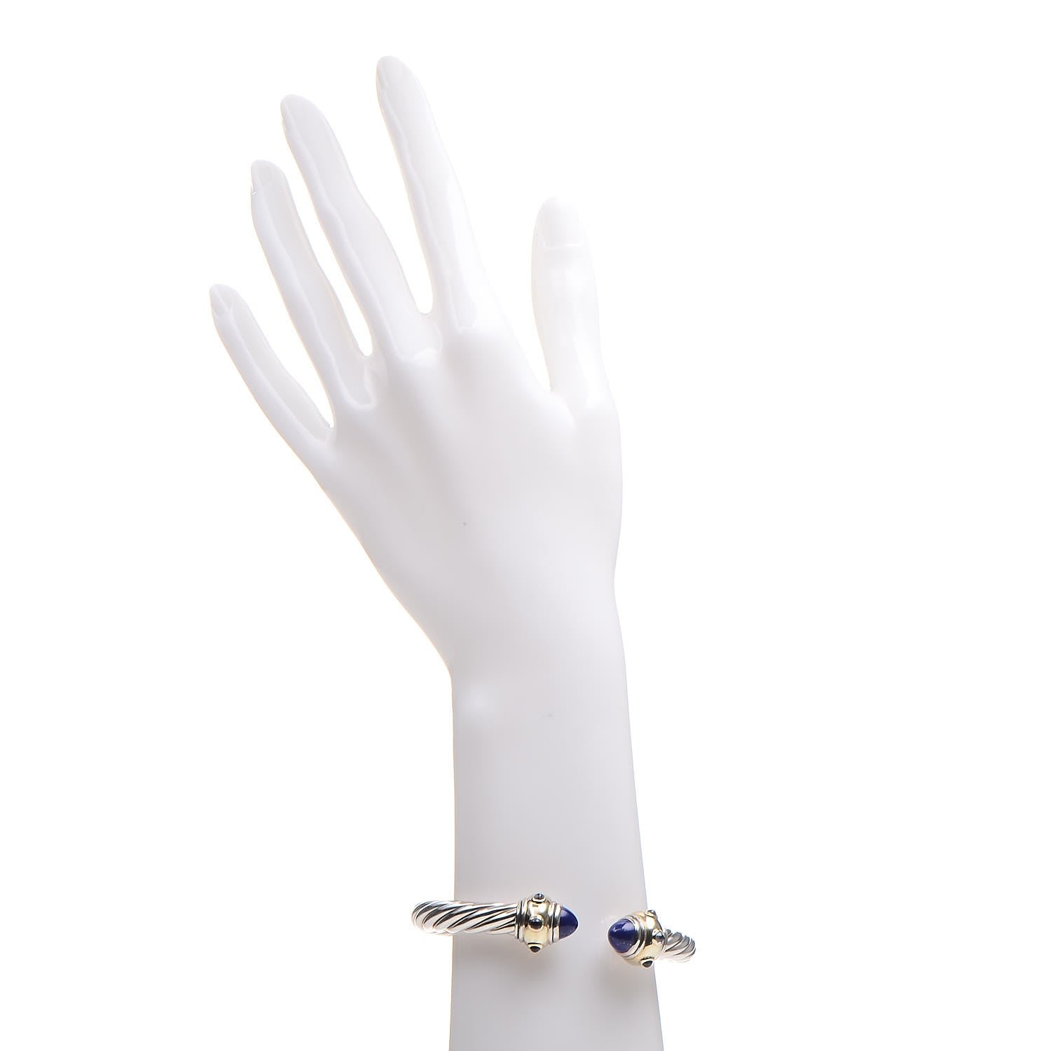 David Yurman Sterling Silver 14K Yellow Gold Lapis Amethyst 8mm Cable Classics Bracelet 2 of 6