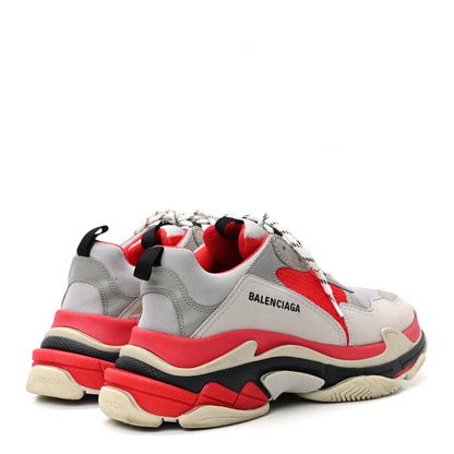 Balenciaga Fabric Mesh Mens Triple S Sneakers 42 Red Grey White 4 of 9