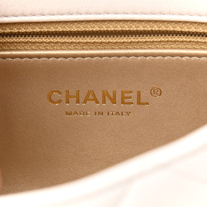 Chanel Lambskin Quilted Small CC Crystal Logo Chain Flap White 6 of 11