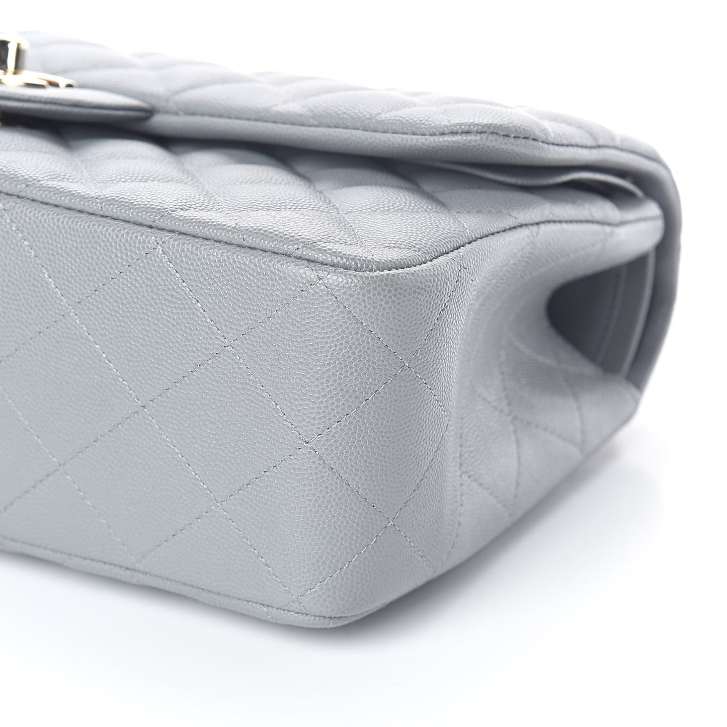Caviar Quilted Jumbo Double Flap Dark Grey