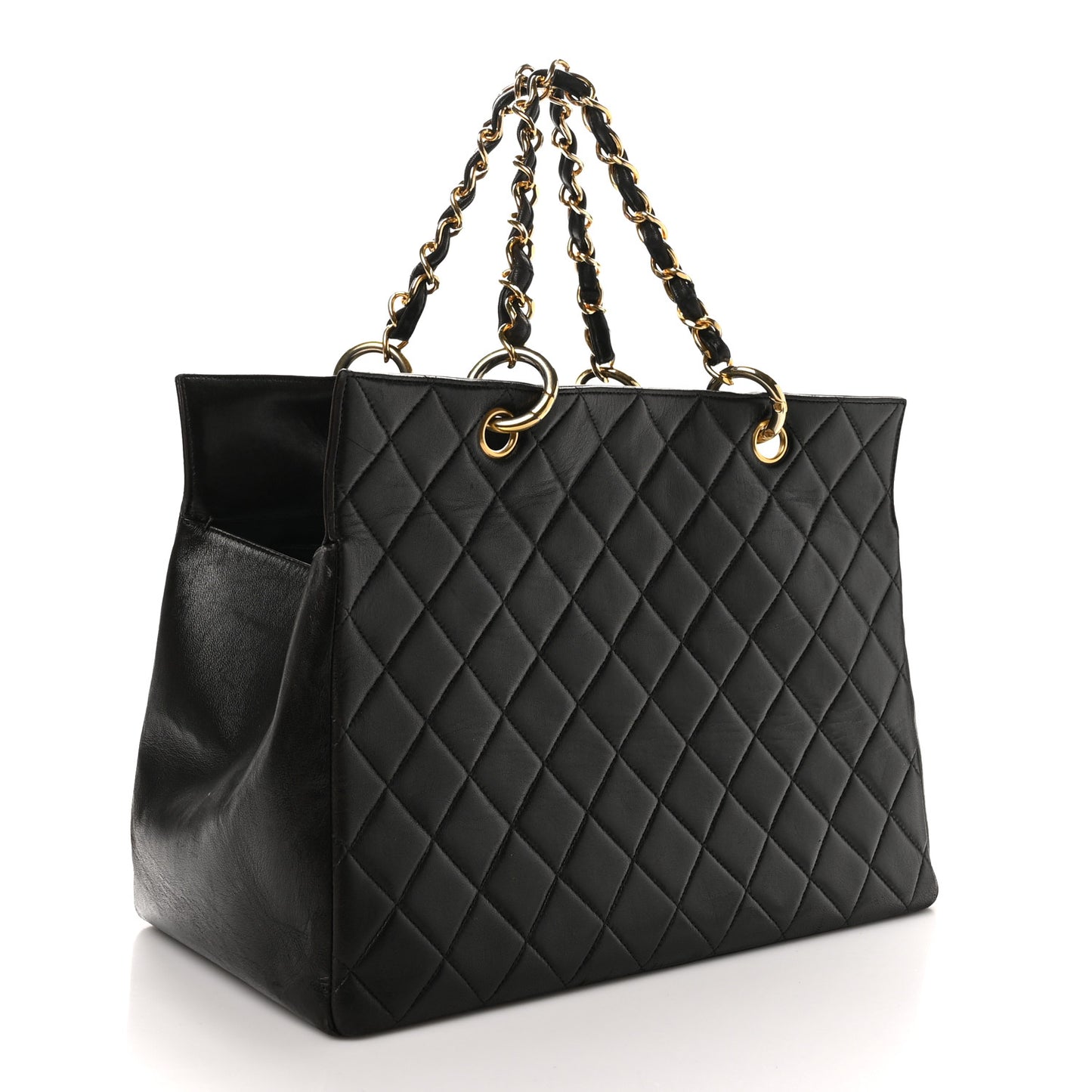 Lambskin Quilted Grand Shopping Tote GST Black