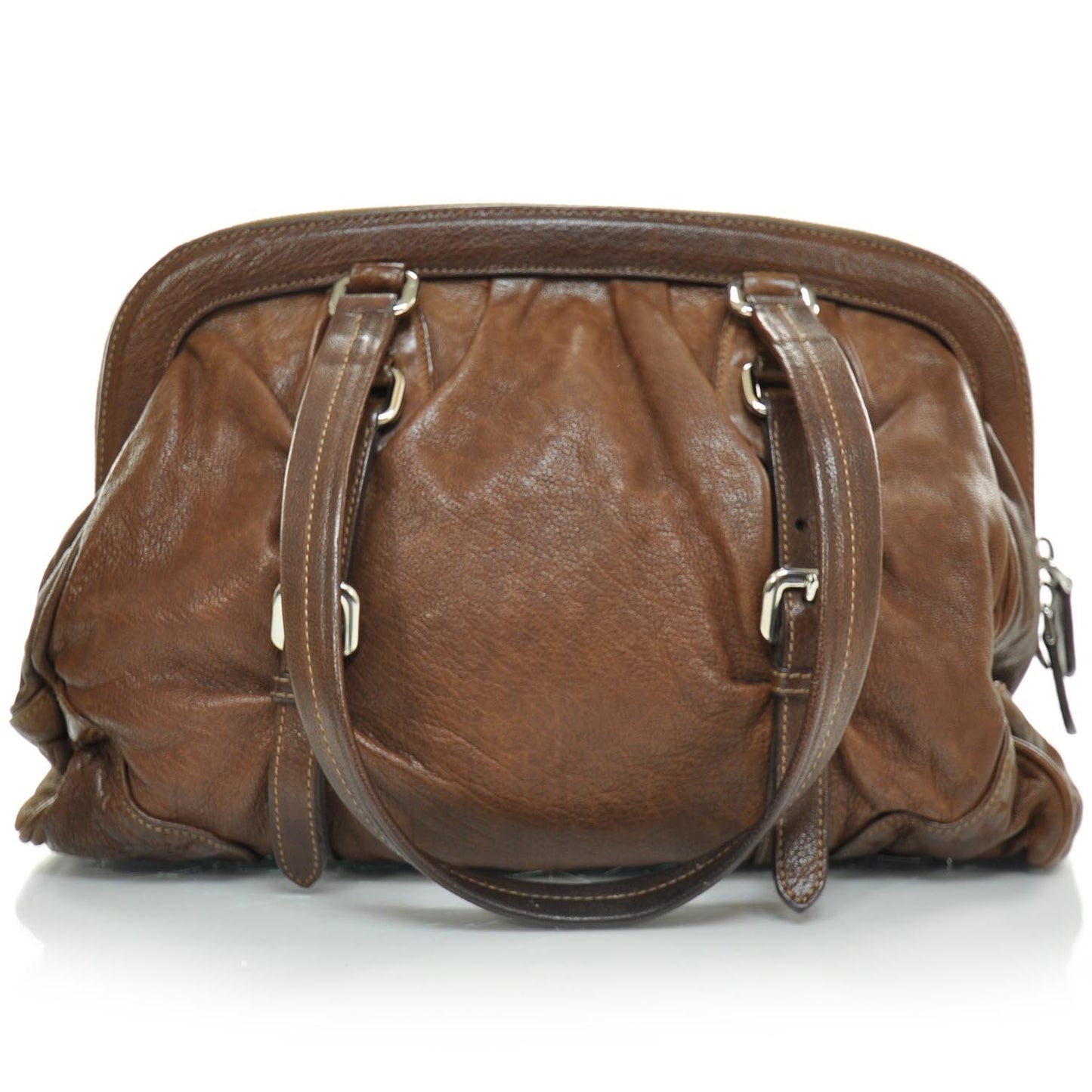 Washed Buffalo Leather Frame Bag Cocoa