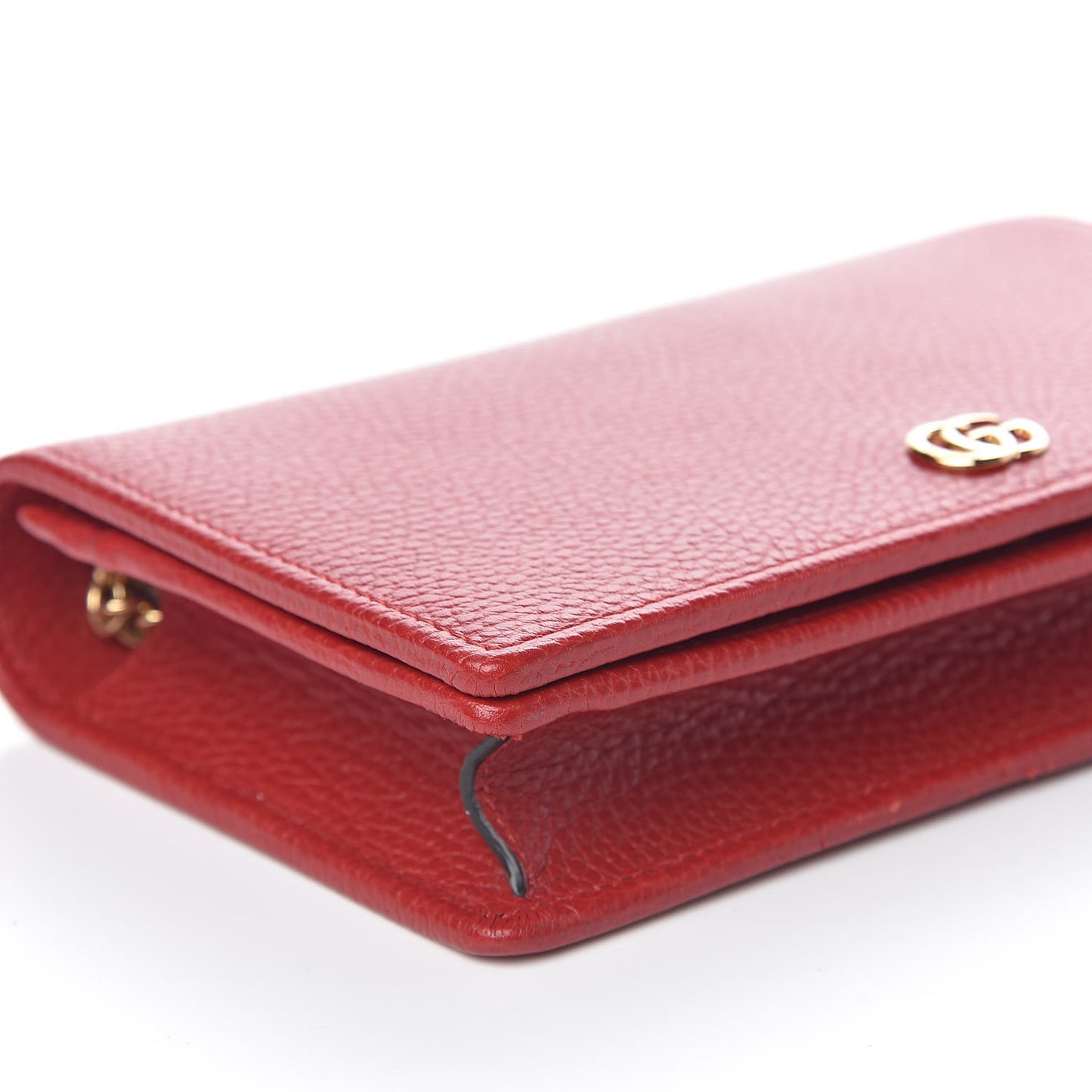 Dollar Calfskin Mini GG Marmont Chain Wallet Hibiscus Red