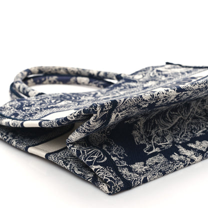 Christian Dior Canvas Embroidered Medium Toile De Jouy Reverse Book Tote Blue 9 of 12