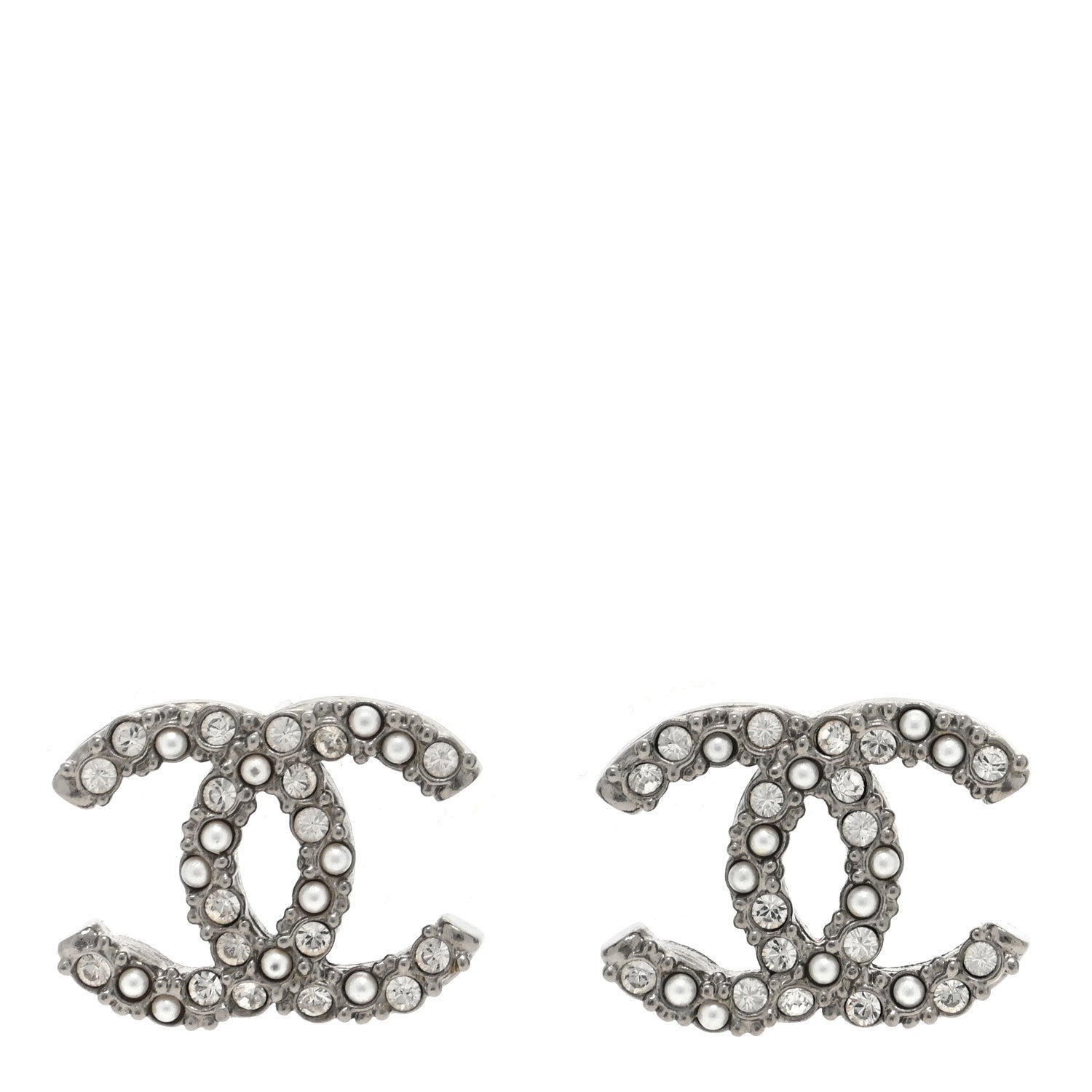 Chanel Ruthenium Crystal Pearl Caviar Earrings 1 of 5