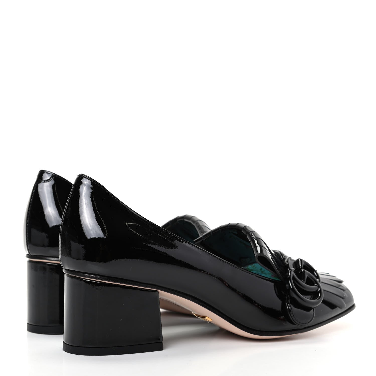 Gucci Vernice GG Marmont Fringe 50mm Loafer Pumps 35 Black 4 of 11