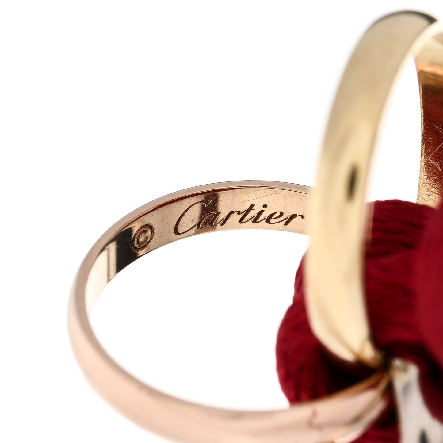 18K Pink Yellow White Gold Trinity Cord Bracelet Red