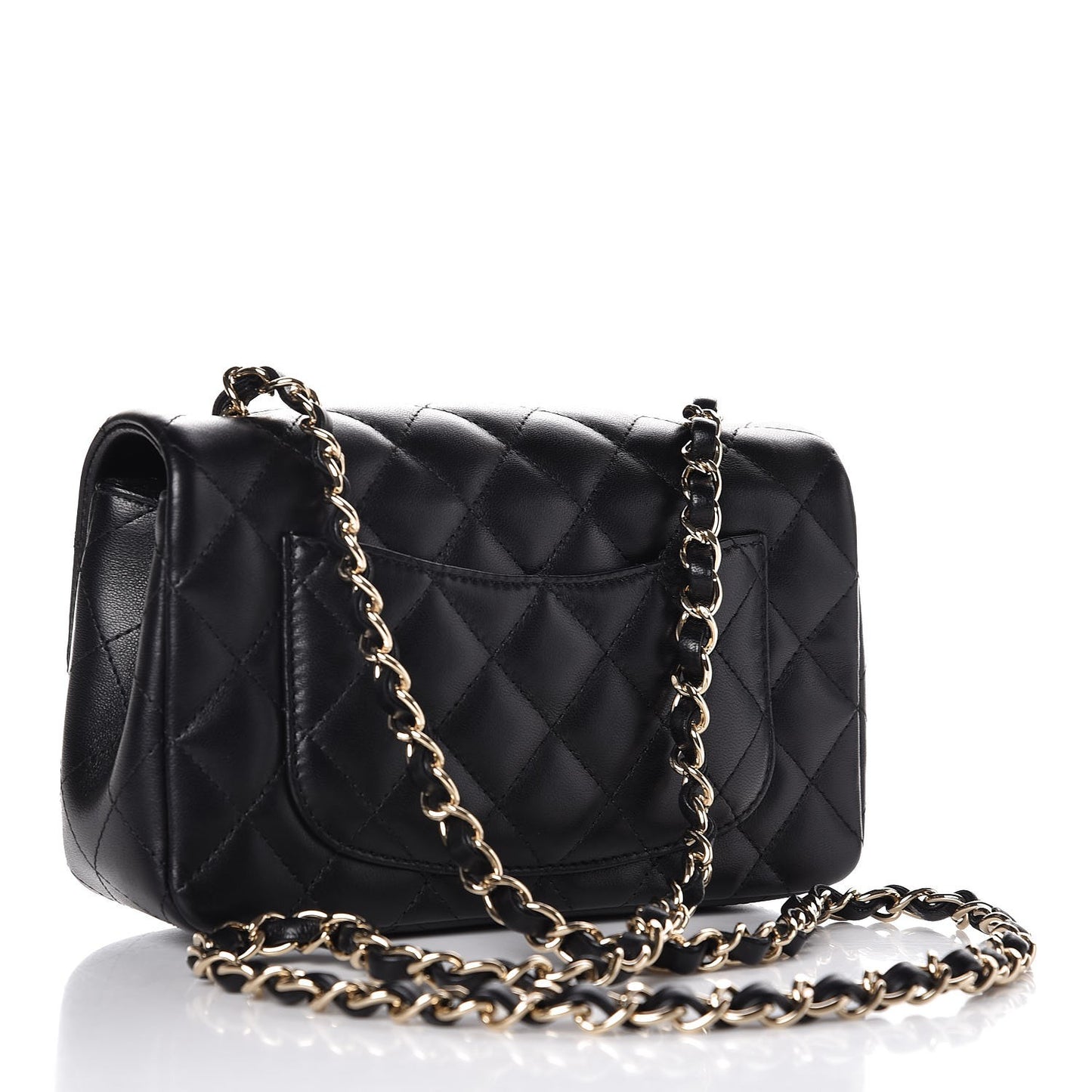 Lambskin Quilted Mini Rectangular Flap Black