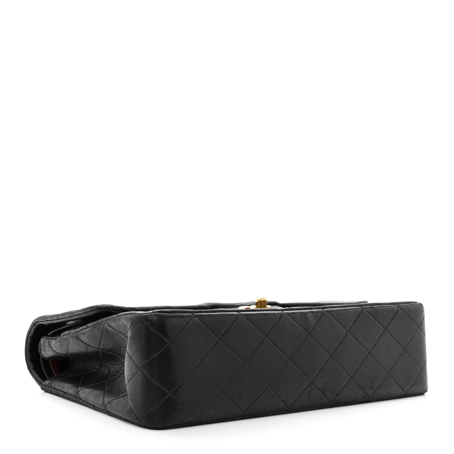 Lambskin Quilted Medium Double Flap Black