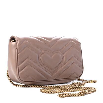 Gucci Calfskin Matelasse Super Mini GG Marmont Shoulder Bag Porcelain Rose 2 of 4
