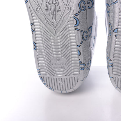 Gucci Miro Rubber Wax GucciGhost Print Mens New Ace Sneakers 7.5 Silver 7 of 9