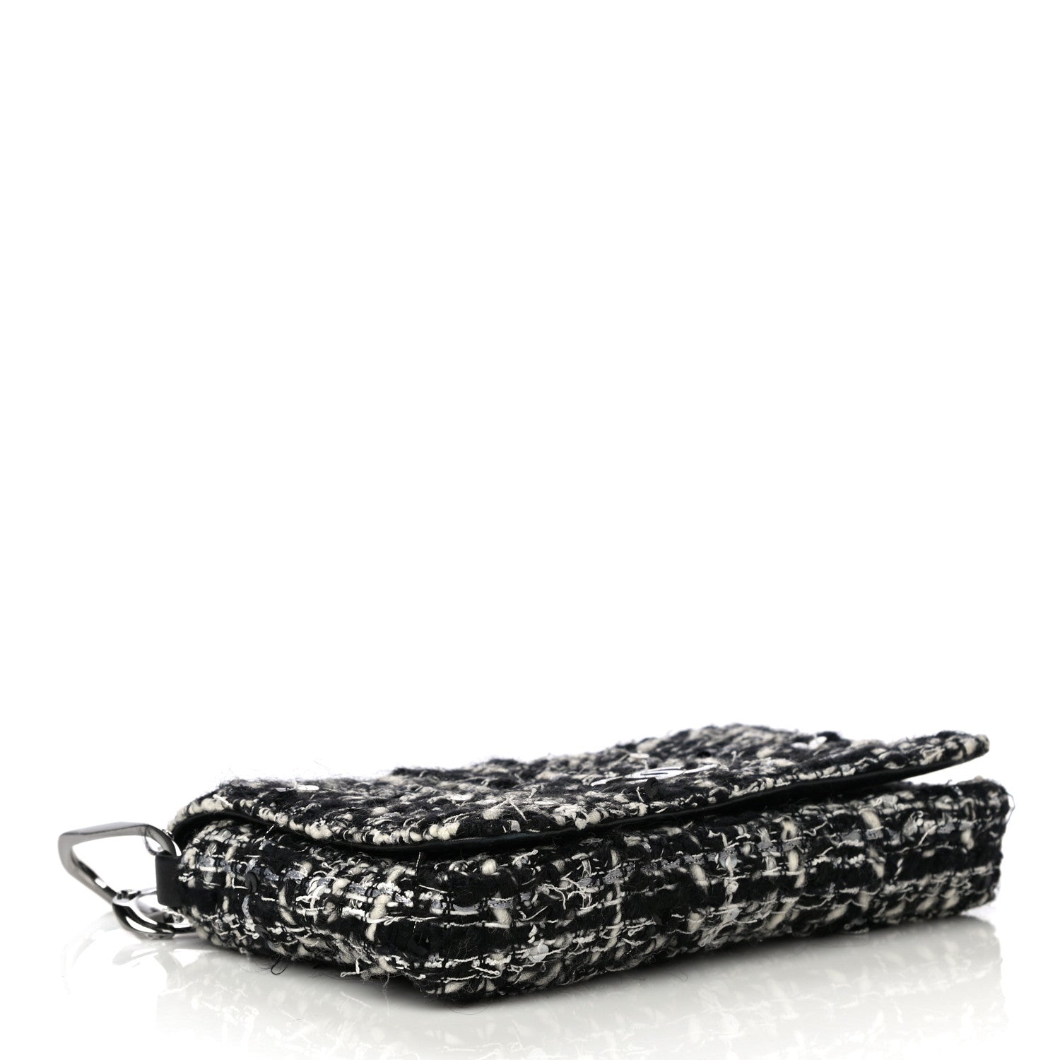 Chanel Sequin Tweed Single Flap Ecru Black 5 of 32