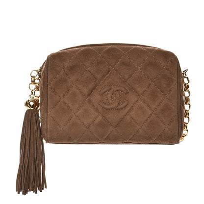 Chanel Suede Quilted Tassel Camera Case Brown 1 of 11