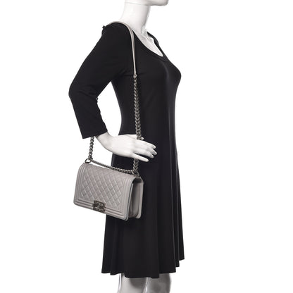 Chanel Iridescent Caviar Quilted Medium Boy Flap Light Grey 2 of 13