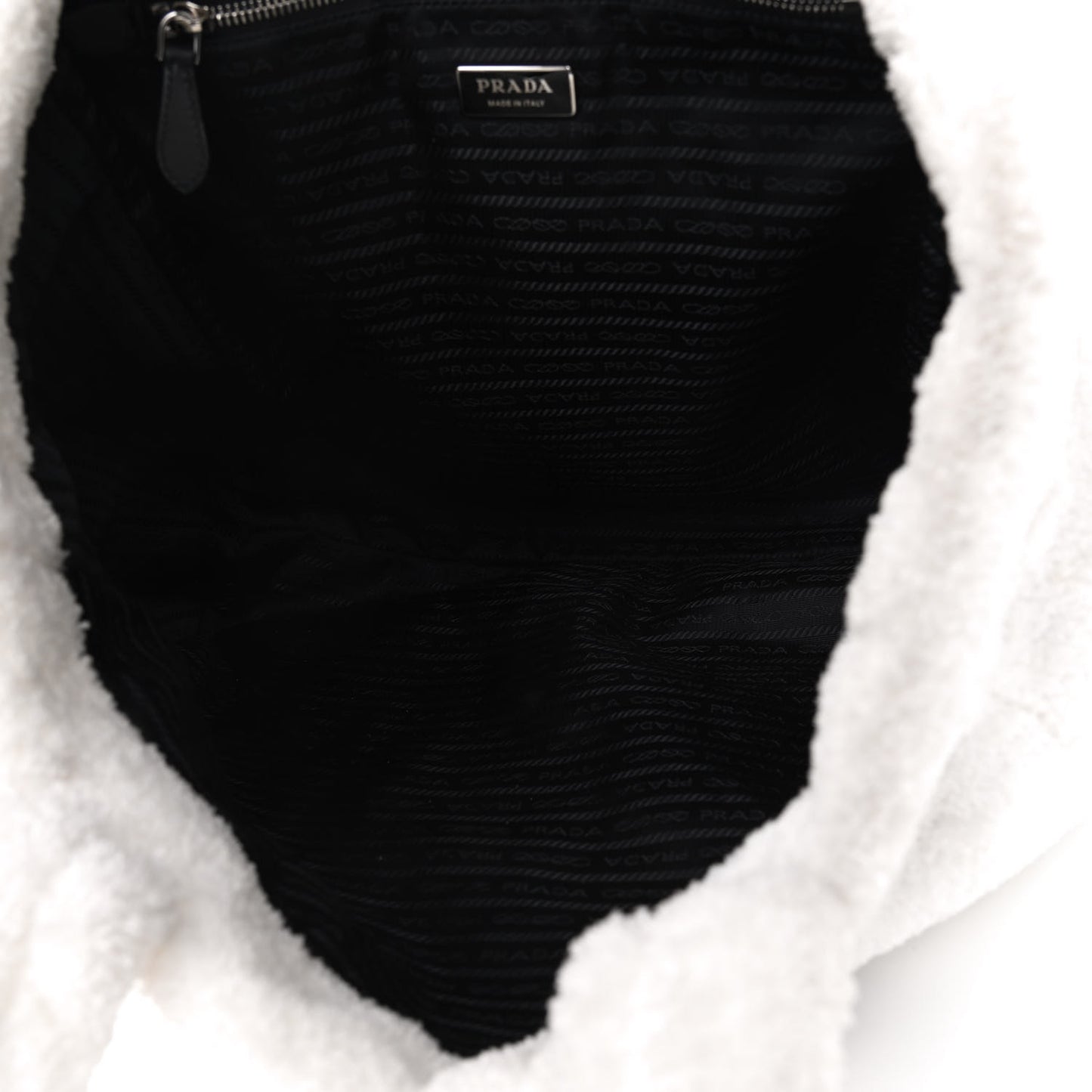 Terry Cloth Tote Bag White Black