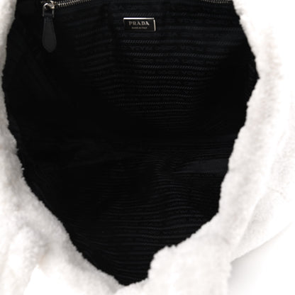 Prada Terry Cloth Tote Bag White Black 5 of 9