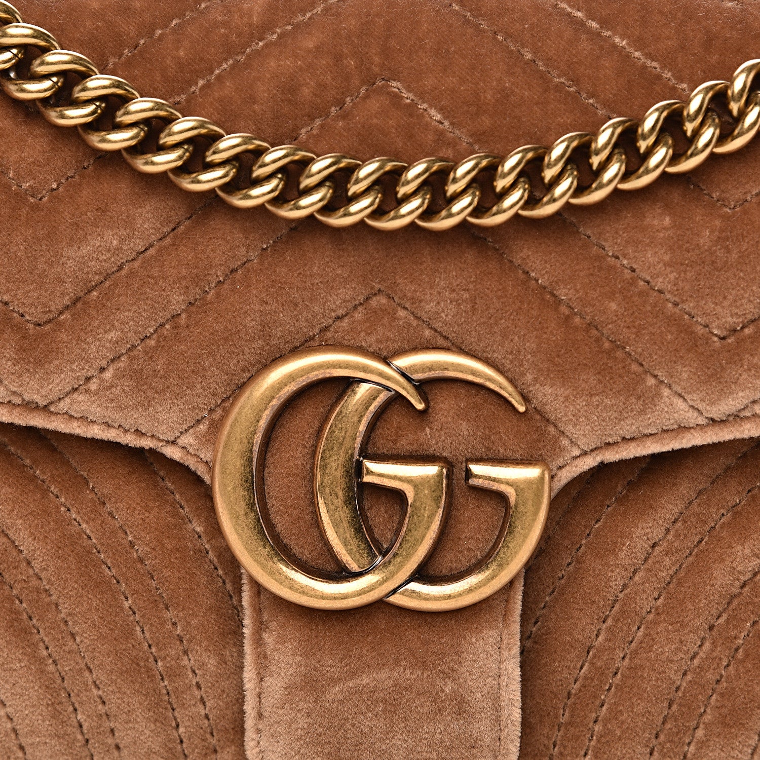 Gucci Velvet Matelasse Small GG Marmont Shoulder Bag Taupe 8 of 13