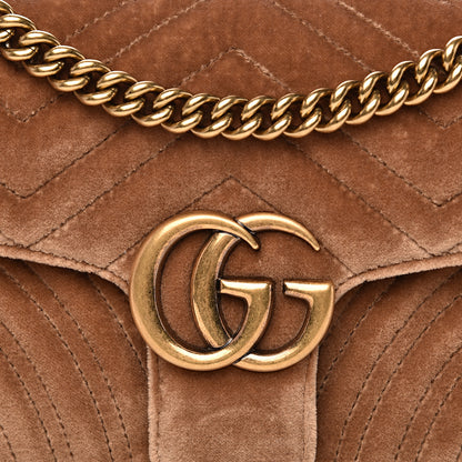 Gucci Velvet Matelasse Small GG Marmont Shoulder Bag Taupe 8 of 13