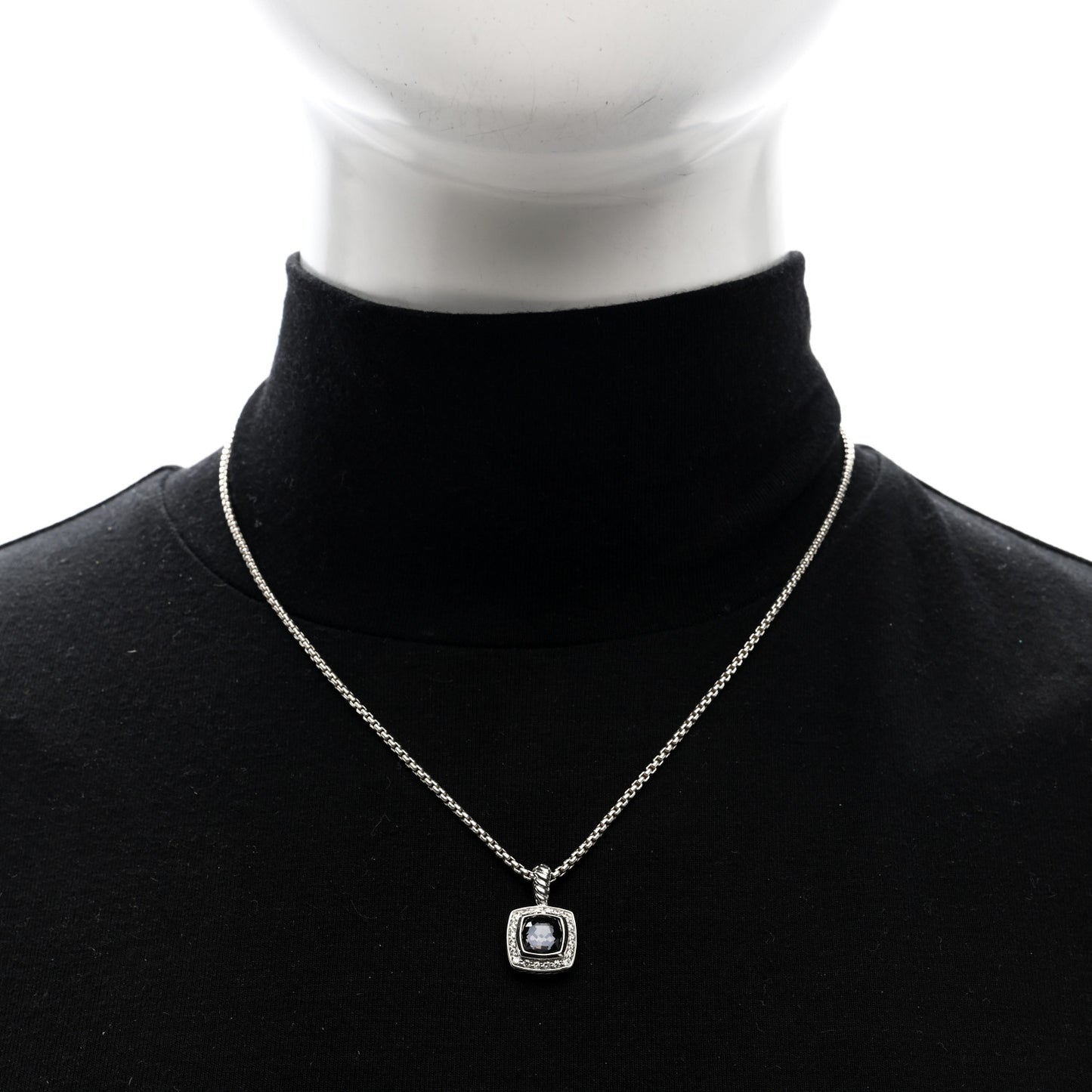 Sterling Silver Diamond Black Orchid 7mm Petite Albion Necklace