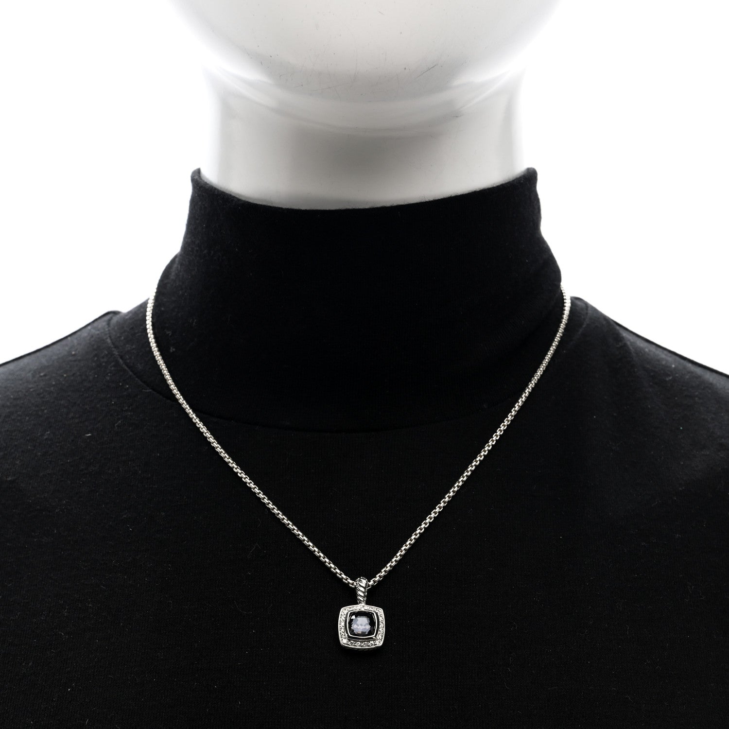 David Yurman Sterling Silver Diamond Black Orchid 7mm Petite Albion Necklace 2 of 4