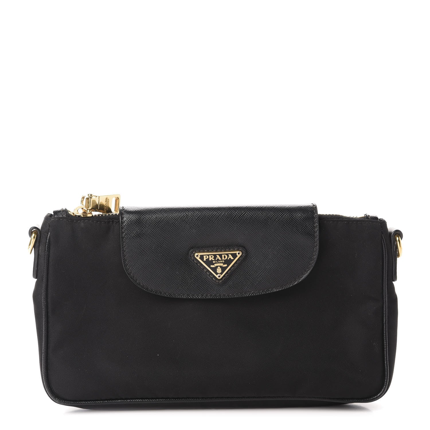Prada Tessuto Nylon Saffiano Crossbody Bag Black 1 of 11