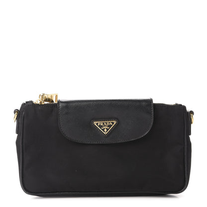 Prada Tessuto Nylon Saffiano Crossbody Bag Black 1 of 11