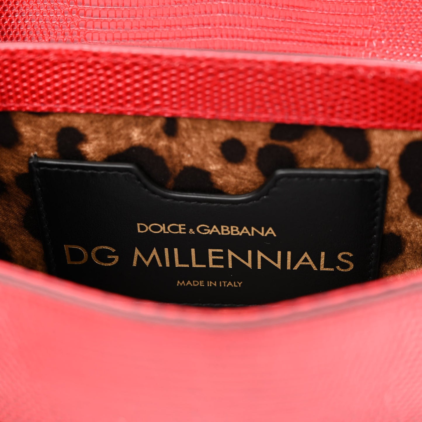 Lizard Embossed Crystal Embellished DG Millennials Mini Crossbody Bag Red