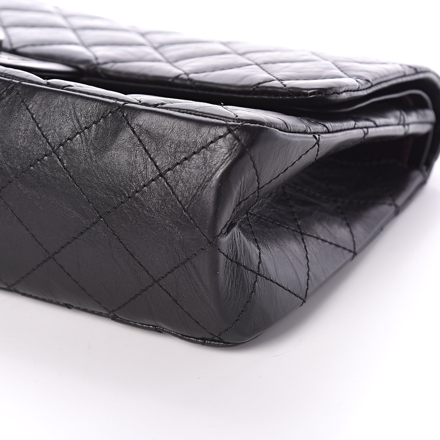 Aged Calfskin Quilted 2.55 Reissue 227 Flap Black