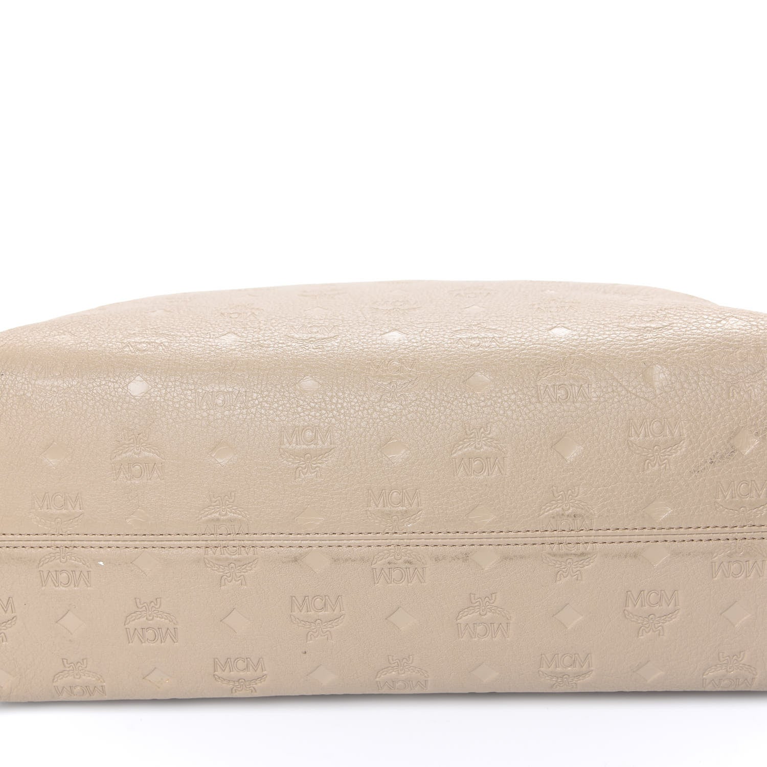 MCM Calfskin Ottomar Monogram Medium Klara Top Zip Tote New Beige 11 of 17