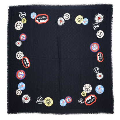 Louis Vuitton Silk Wool Monogram World Tour Shawl Black 1 of 11