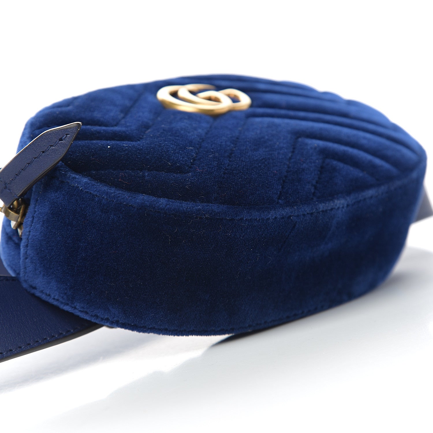 Gucci Velvet Matelasse GG Marmont Belt Bag 85 34 Cobalt Blue 8 of 9