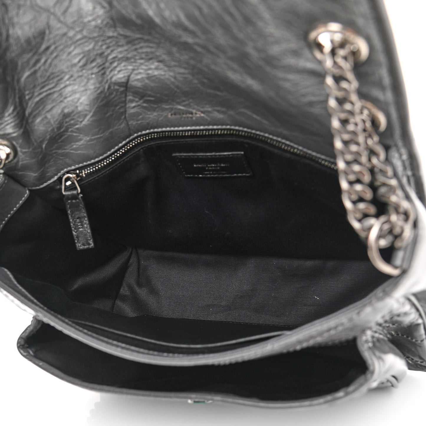 Crinkled Calfskin Matelasse Monogram Medium Niki Chain Satchel Storm