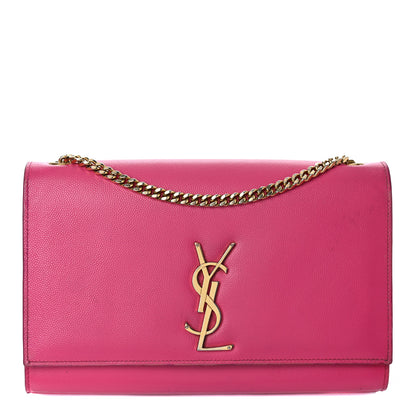 Saint Laurent Grain De Poudre Medium Classic Monogram Kate Satchel Lipstick Fuchsia 1 of 10
